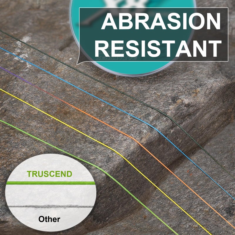 TRUSCEND خط صيد مجدول TRUSCEND X8، خط صيد مجدول دوار مطور، خط مضفر ناعم ورقيق للغاية، سلك صيد فائق القوة ومقاوم للتآكل، لا يمتد وذاكرة منخفضة 20 رطل - 300 ياردة - Image 5